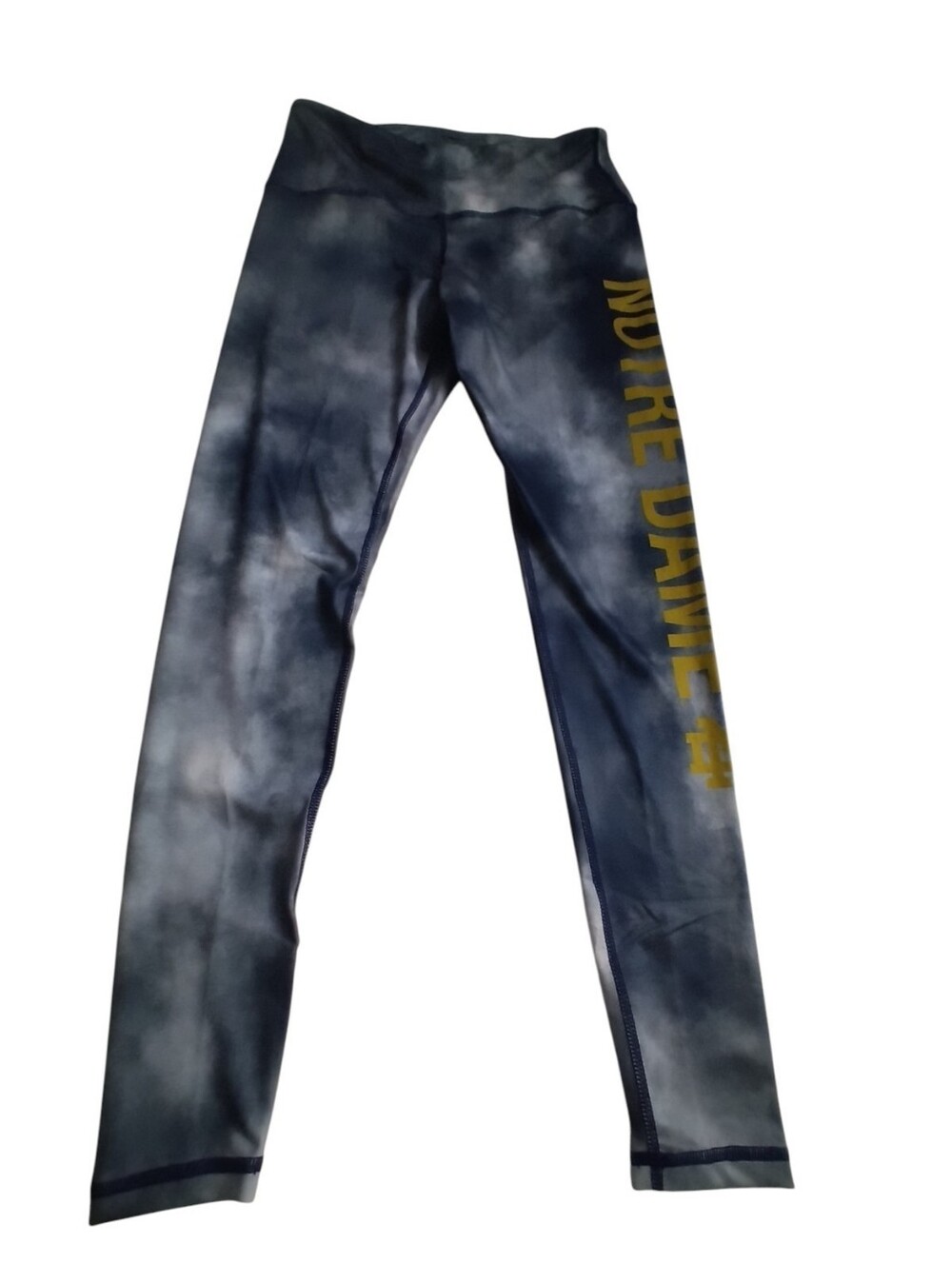 Zoozatz Women's Notre Dame Tie-Dye Look Leggings with Gold Side Text New Size M